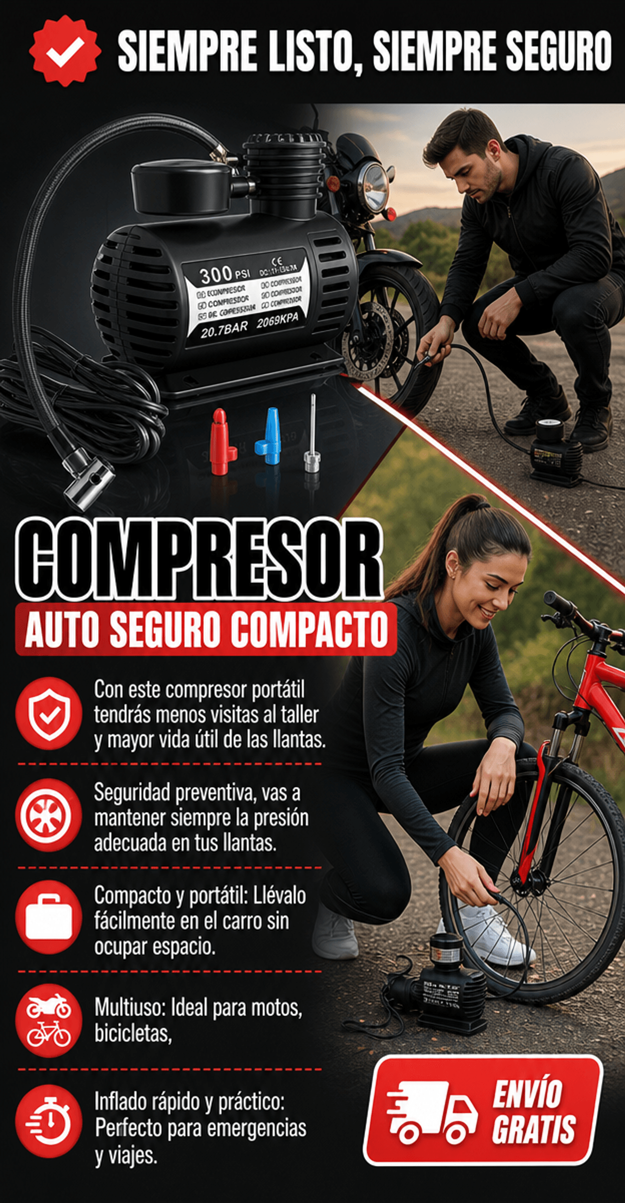 Compresor Auto seguro Compacto
