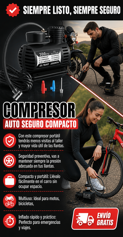 Compresor Auto seguro Compacto
